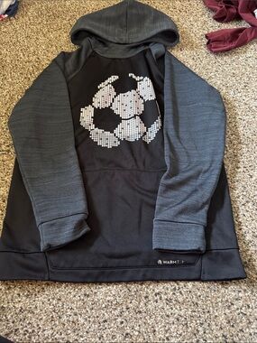 Kids Black & Gray Soccer Graphic Hooded Sweatshirt